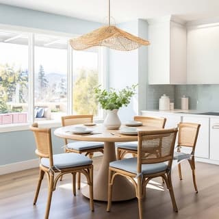 Lotus Rattan Pendant Light - Natural Large Sculptural 1-Light Handwoven Light Fixture For Modern, Coastal, Farmhouse Room Decor