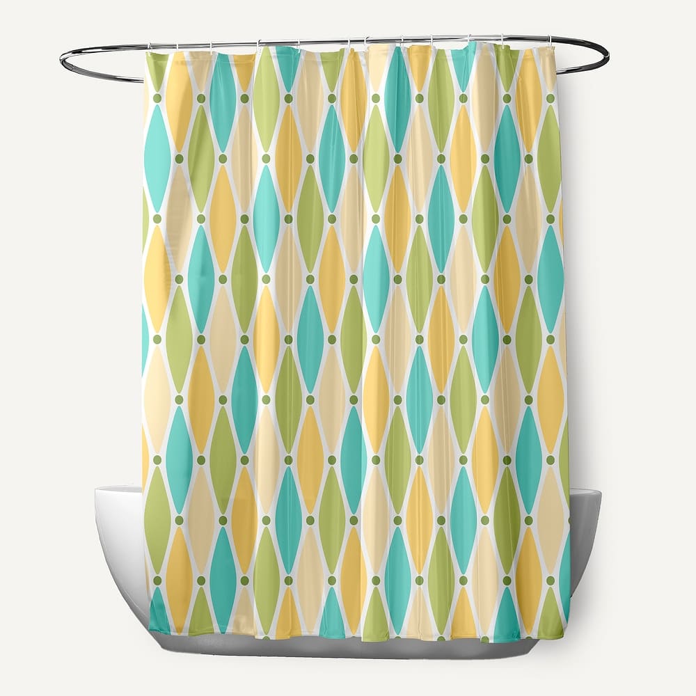 71 x 74-inch Wavy Splash Geometric Print Shower Curtain