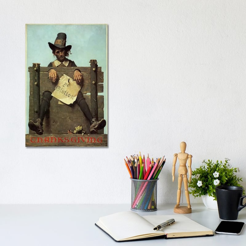 iCanvas "Thanksgiving-Ye Glutton" by Norman Rockwell Canvas Print - 12x8x0.75