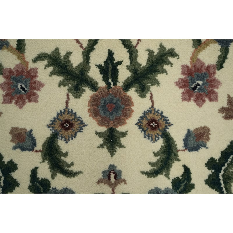 Hand Knotted Oriental 100% Wool Carpet Traditional All-Over Beige & Ivories Kashan Runner Rug - 9' 9'' X 2' 7''