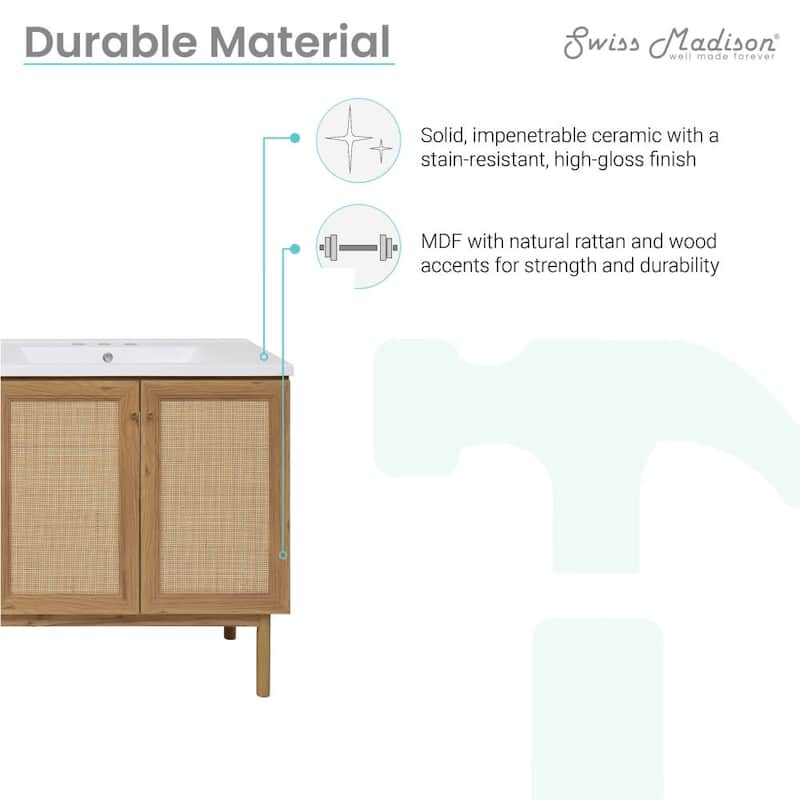 Swiss Madison SM-BV666D-3 Classe 59" Free Standing Double Basin Vanity