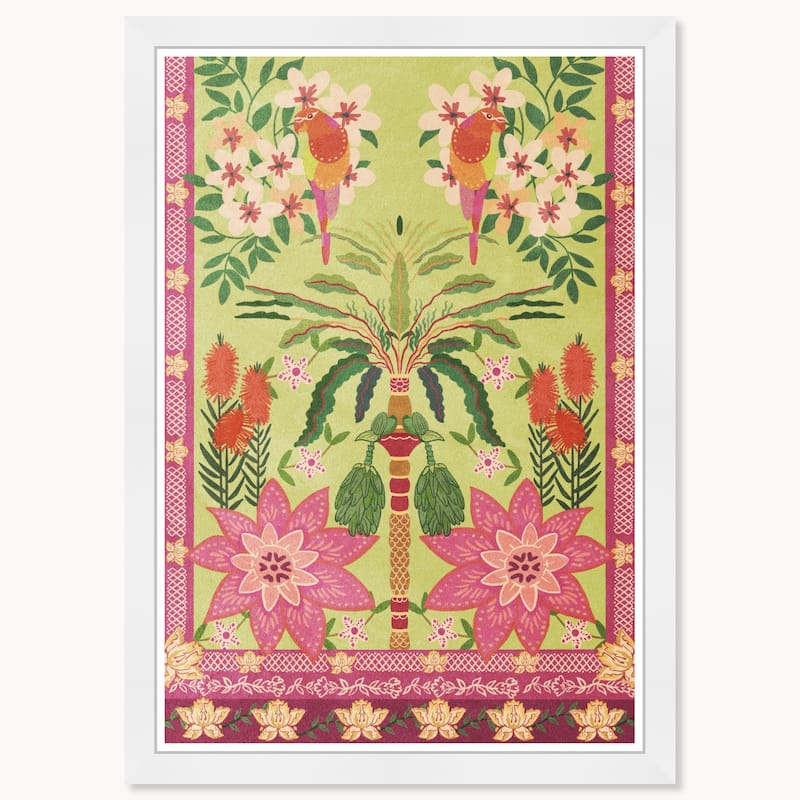 Wynwood Studio Jungle Tapestry Ii Framed Tropical Chinoiserie Art Prints - 15 x 21 - White
