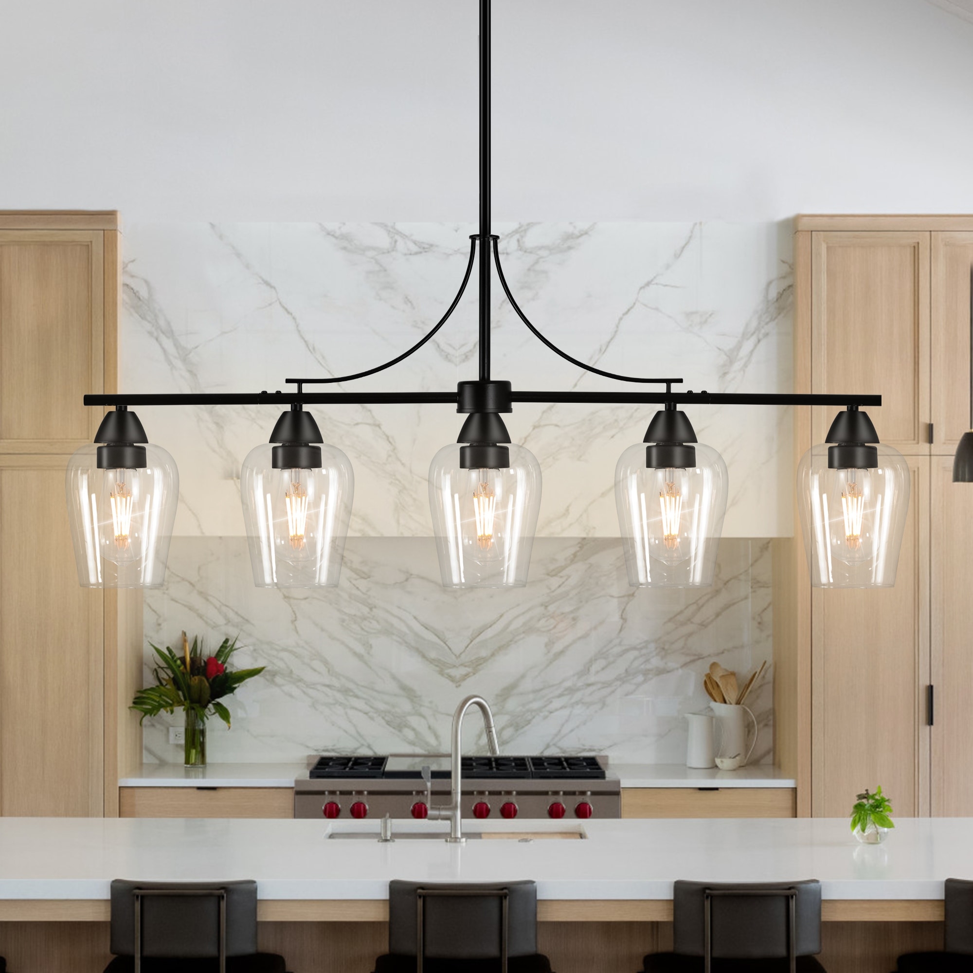 Linear light fixture kitchen top