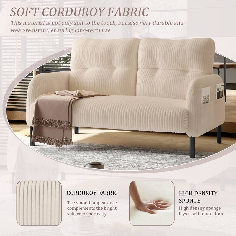 Anmytek Cozy Corduroy Monochrome Double Sofa - Versatile for Living Rooms & Bedrooms