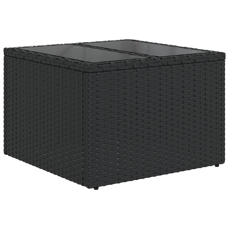 vidaXL 8/9 Patio Sofa Set with Cushions Black/Brown/Grey Poly Rattan - 113.2 x 69.9 x 27.2