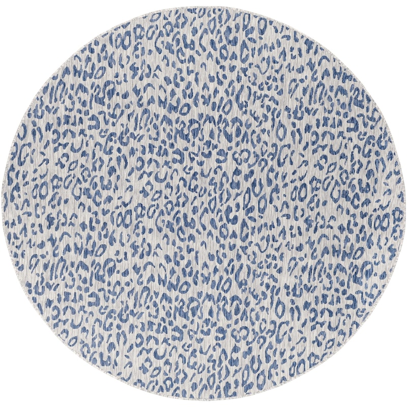 Livabliss Eagean Casual Indoor/Outdoor Area Rug - Blue - 5'3" x 5'3" Round