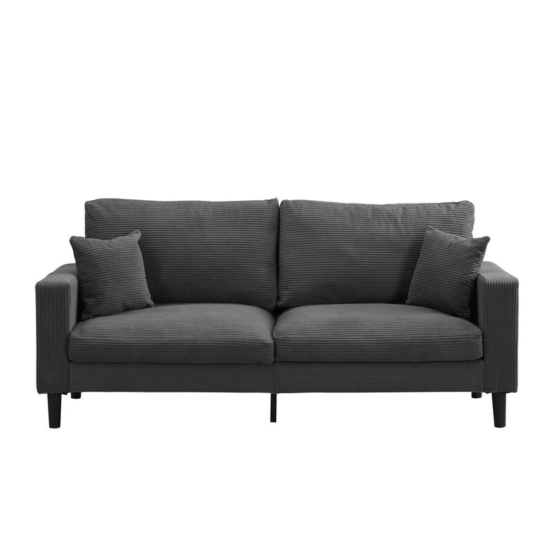 Anmytek Modern Dark Gray Upholstered Three Seater Sofa with Wooden Frame
