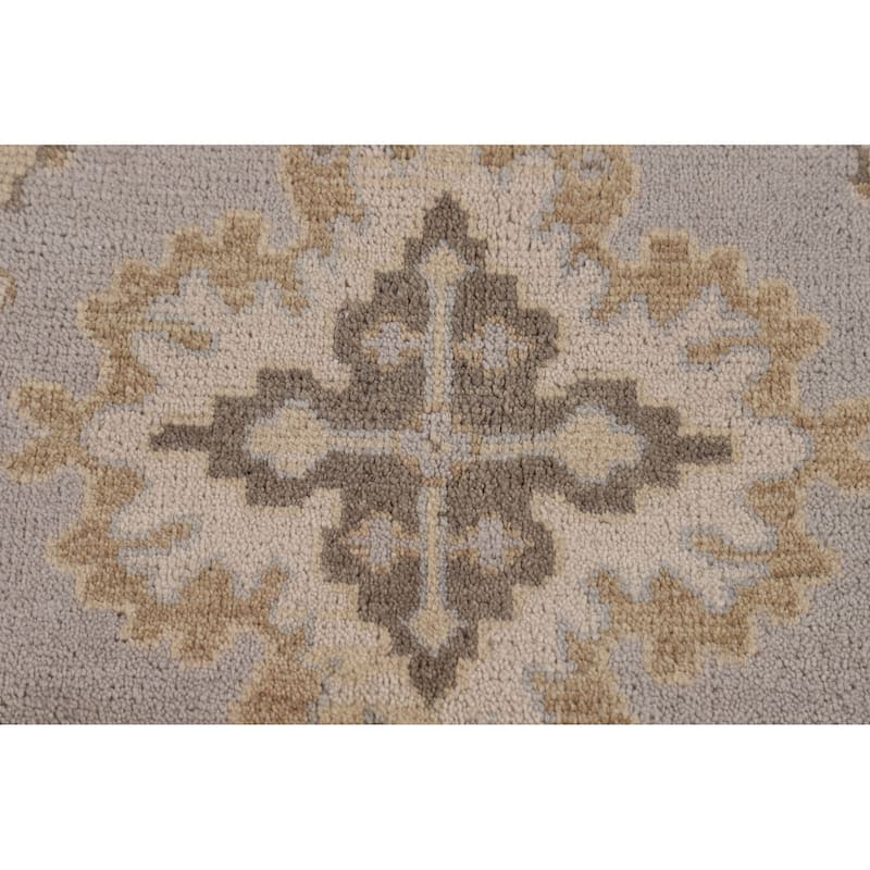 All-Over Gray Oushak Indian Area Rug Hand-Knotted Wool Carpet - 7'11"x 10'0"