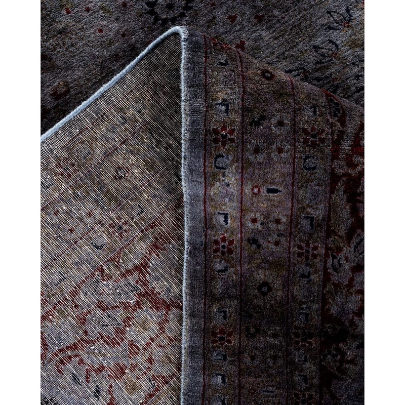 Overton Hand Knotted Wool Vintage Inspired Modern Contemporary Overdyed Gray Area Rug - 8' 3" x 10' 5"