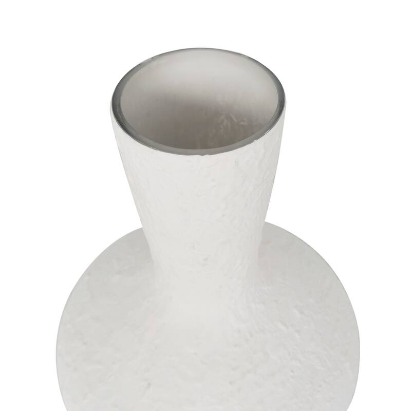 White Glass Textured Decorative Vase with Various Sizes (Set of 2)