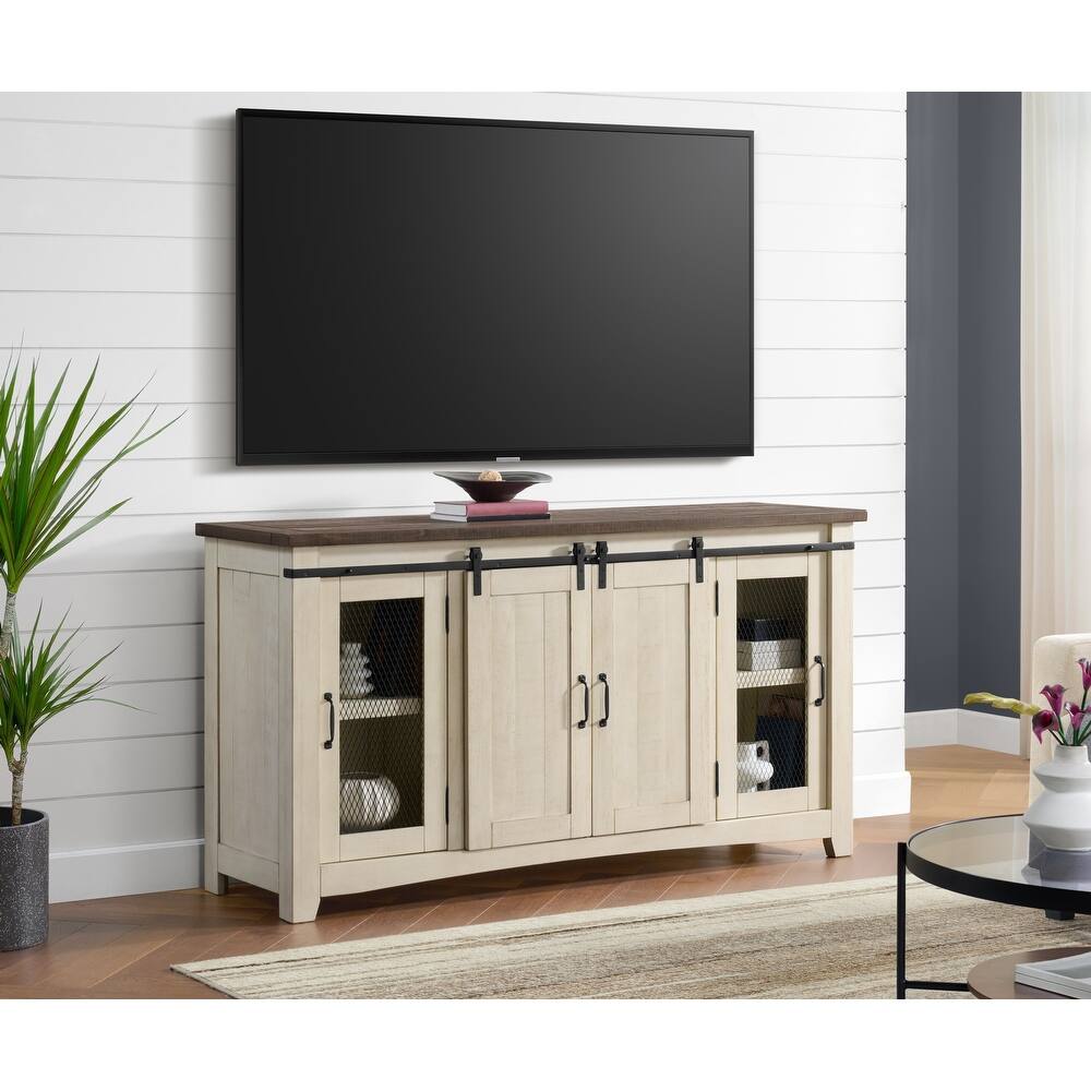 Rustic Farmhouse 65-Inch Wide Solid Wood TV Stand