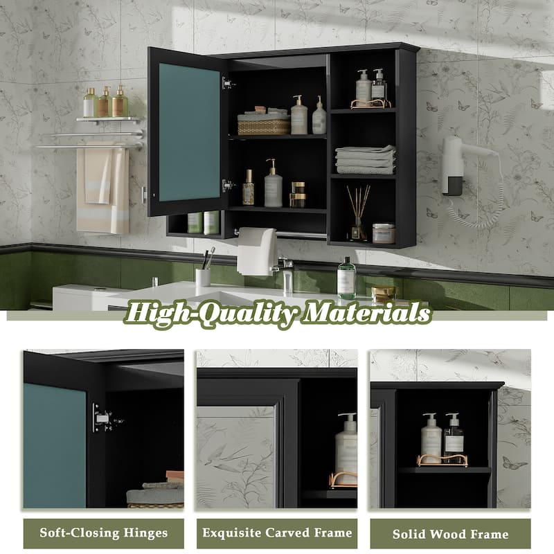 3-in-1 Bathroom Mirror Cabinet, 42 inch Wall Mounted Medicine Cabinet with Adjustable Shelf & Soft Close Door
