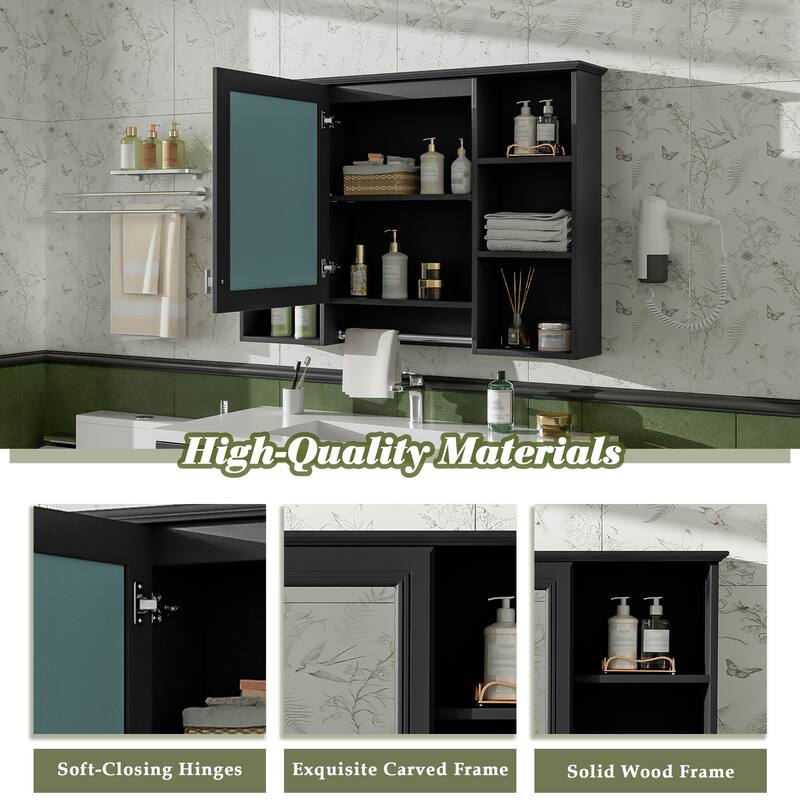 42 Inch Wall Mounted Bathroom Medicine Cabinet with Mirror, Adjustable Shelf, Soft Close Door