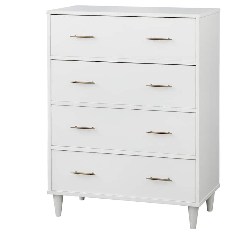 Lifestorey Ana 4-Drawer Mid-Century Modern Chest - White