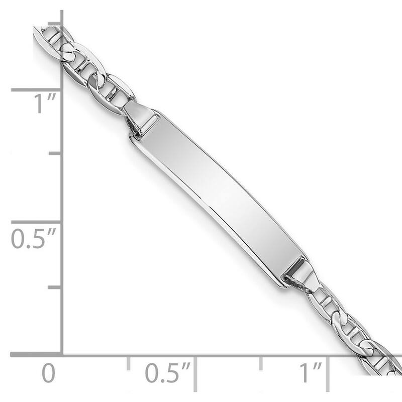 Curata 4.3mm 14k White Gold Engravable Nautical Ship Mariner Anchor Link ID Bracelet 7 Inch