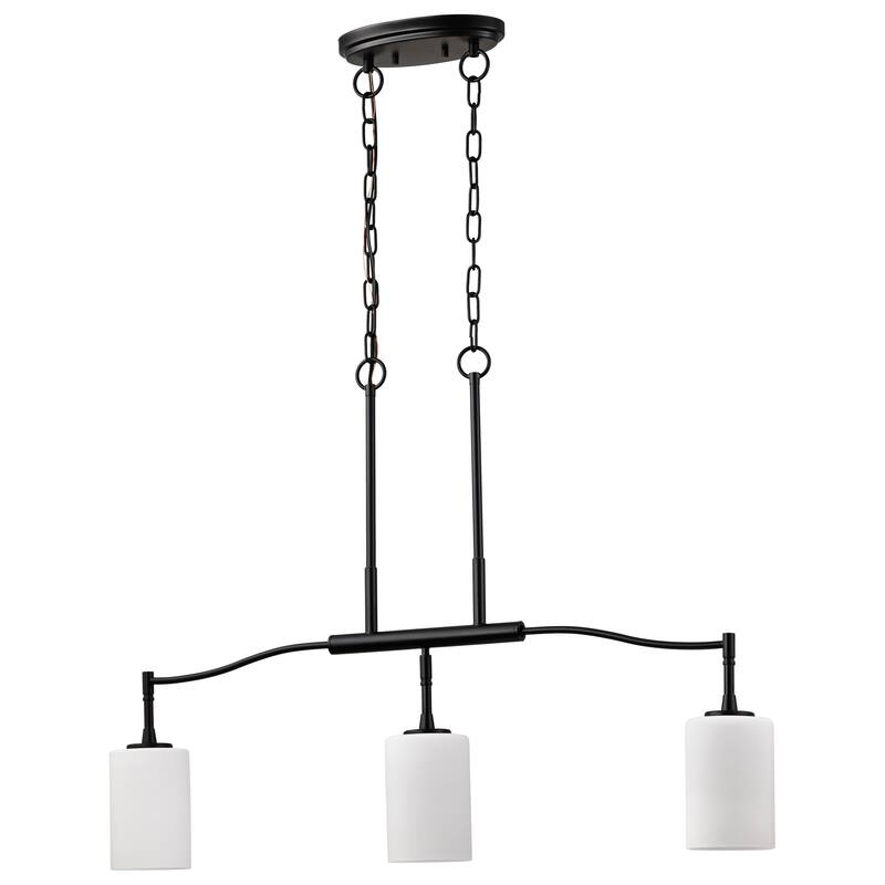 Liam 3 Light Island Pendant Matte Black White Opal Glass - Matte Black