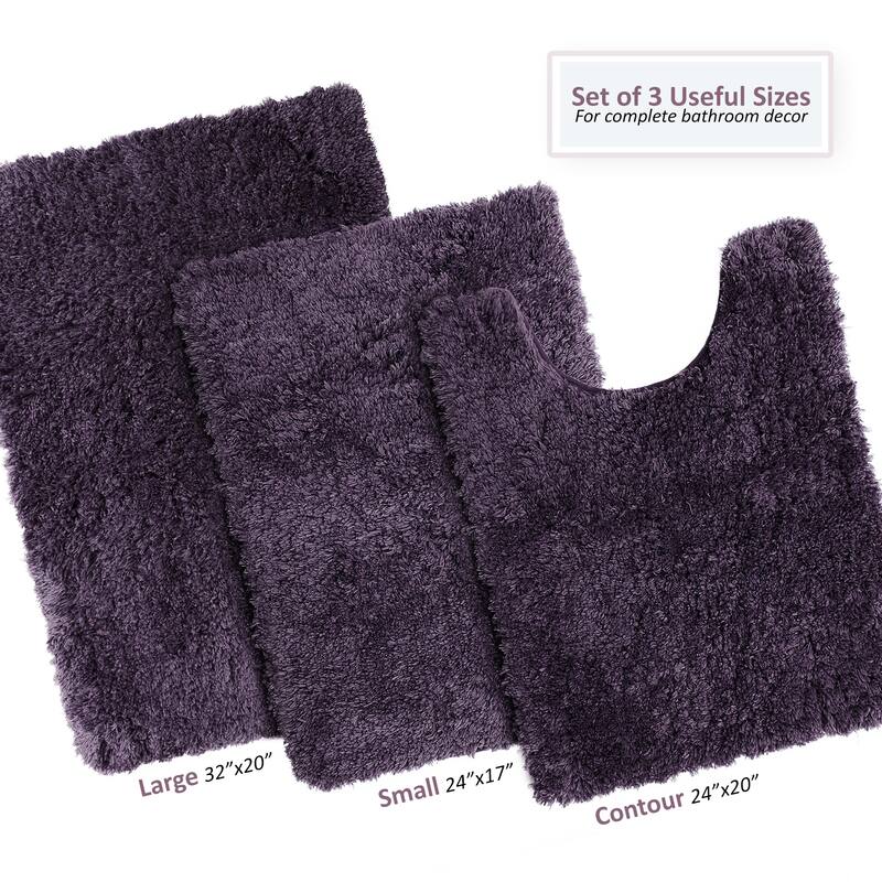 Porch & Den Lorena Shaggy/ Non-slip Rubber Backed Bath Rug Set
