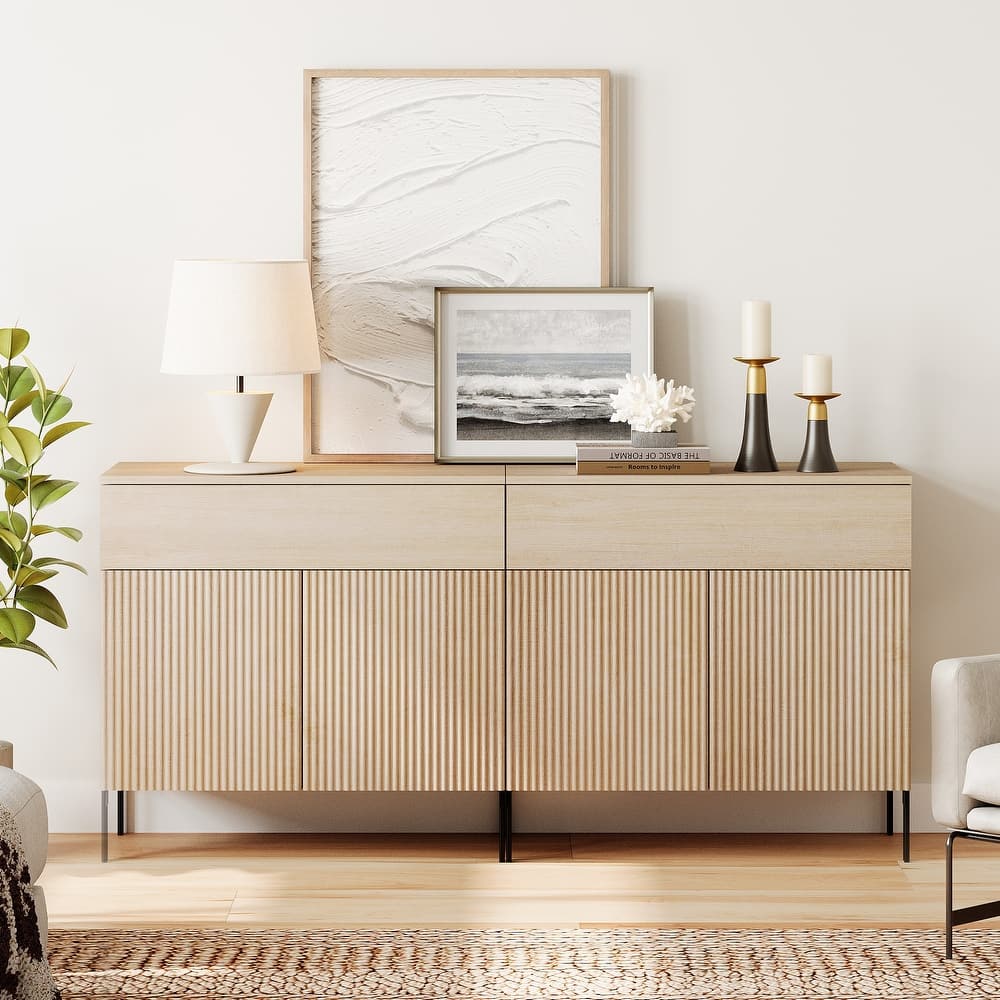 Modern Wood 31.5" Dresser With Reeded Design, Minimalist Dresser Organizer Storage