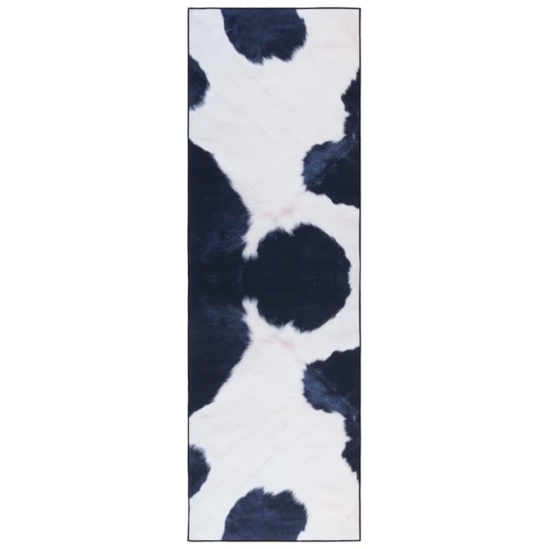 SAFAVIEH Faux Hide Machine Washable Slip Resistant Gulfidan Rustic - 2' 6" x 8' - Ivory/Dark Blue - Runner