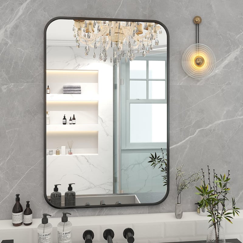 Wall Mounted Bathroom Mirror with Round Corner