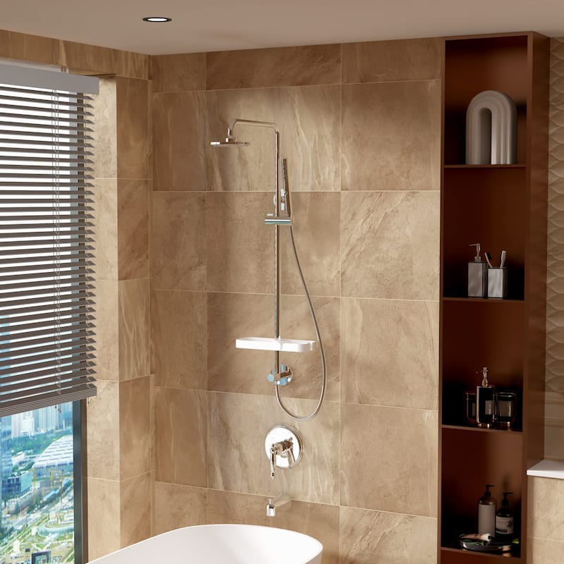 Modland 4-Way Exposed Retrofit Shower System with Rainfall & Handheld, Easy Install in Black/Nickel/Chrome