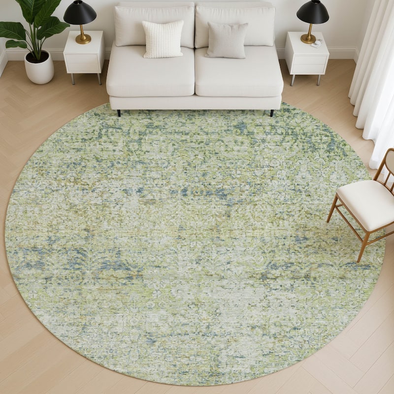 Premium Washable Super Soft Vintage Traditional Mayfield Rug - Aloe - 8' x 8'