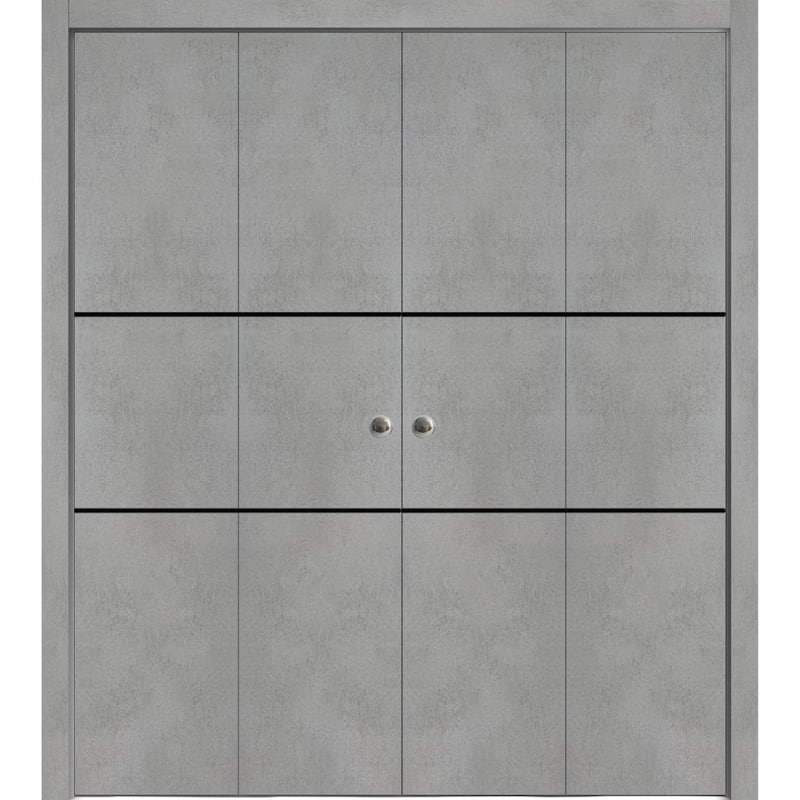 Double Bi-fold Doors Planum 0014 Concrete with Sturdy Tracks - Grey - 96" x 84" (4* 24x84)
