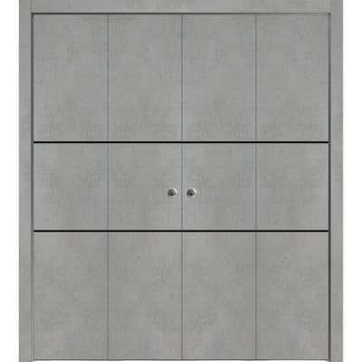 Double Bi-fold Doors Planum 0014 Concrete with Sturdy Tracks