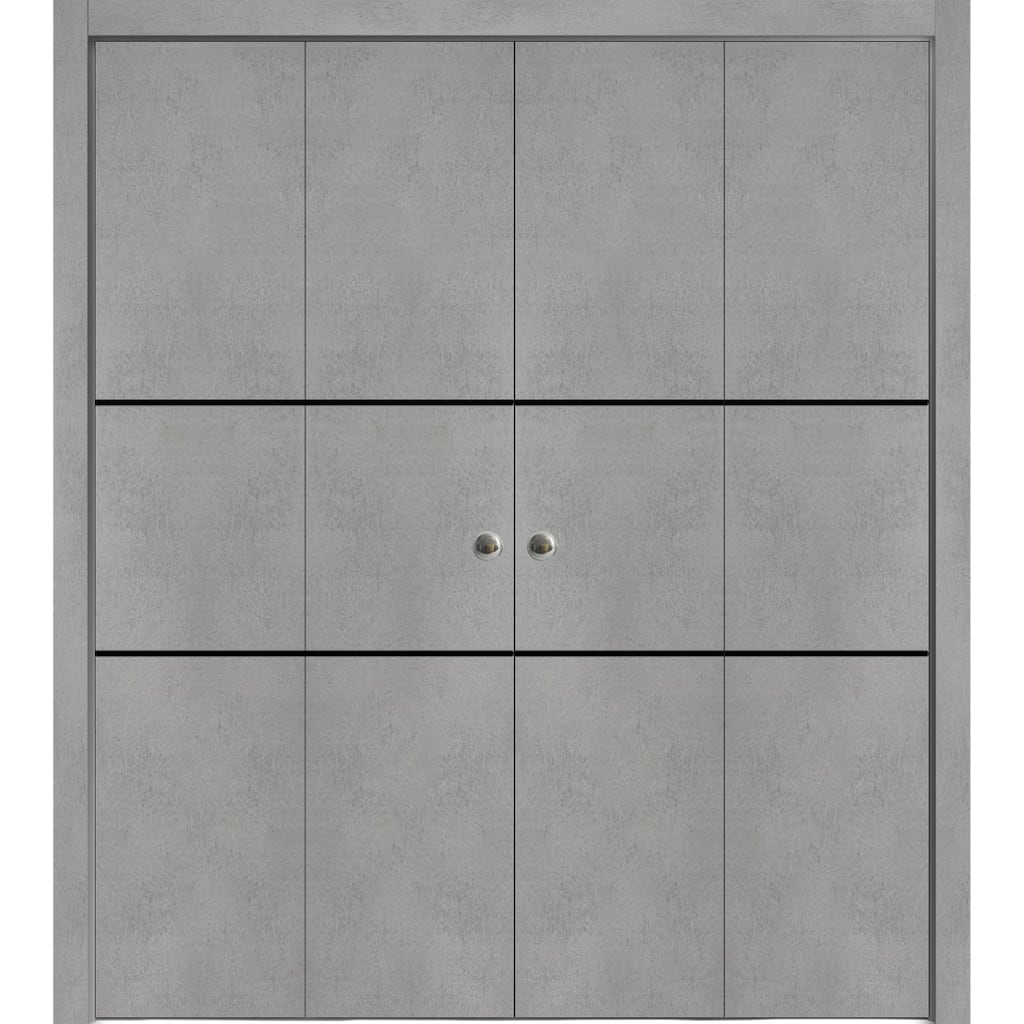Double Bi-fold Doors Planum 0014 Concrete with Sturdy Tracks