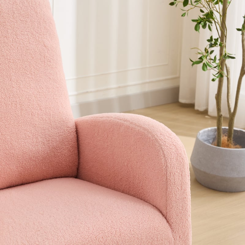 GDFStudio - Evelyn Sherpa Upholstered Rocking Chair with Curved Wingback Design - 27.2"W