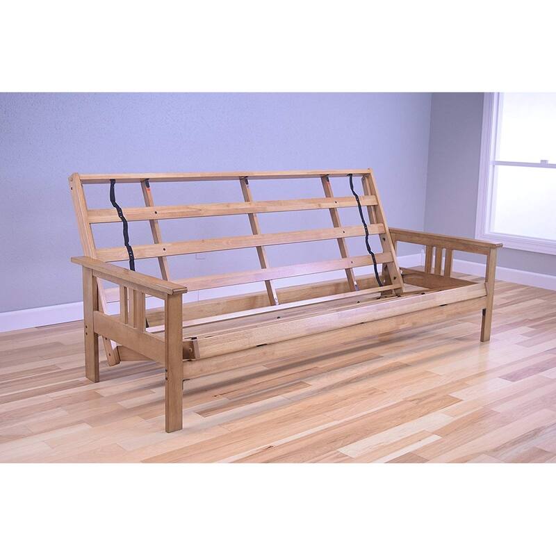 85 in. Butternut/Suede Black Polyester Upholstered Queen Size Futon Set with Mattress