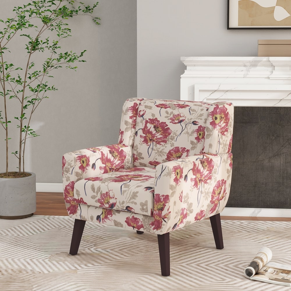 Modern Upholstered Faux Leather Tufted Armchair Linen Accent Chairs