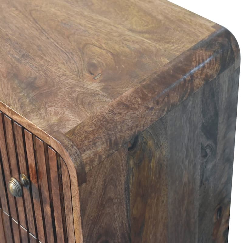Artisan Furniture Solid Wood Honey Caramel T-bar Ridged Chest, Brown, 3 Drawers - N/A