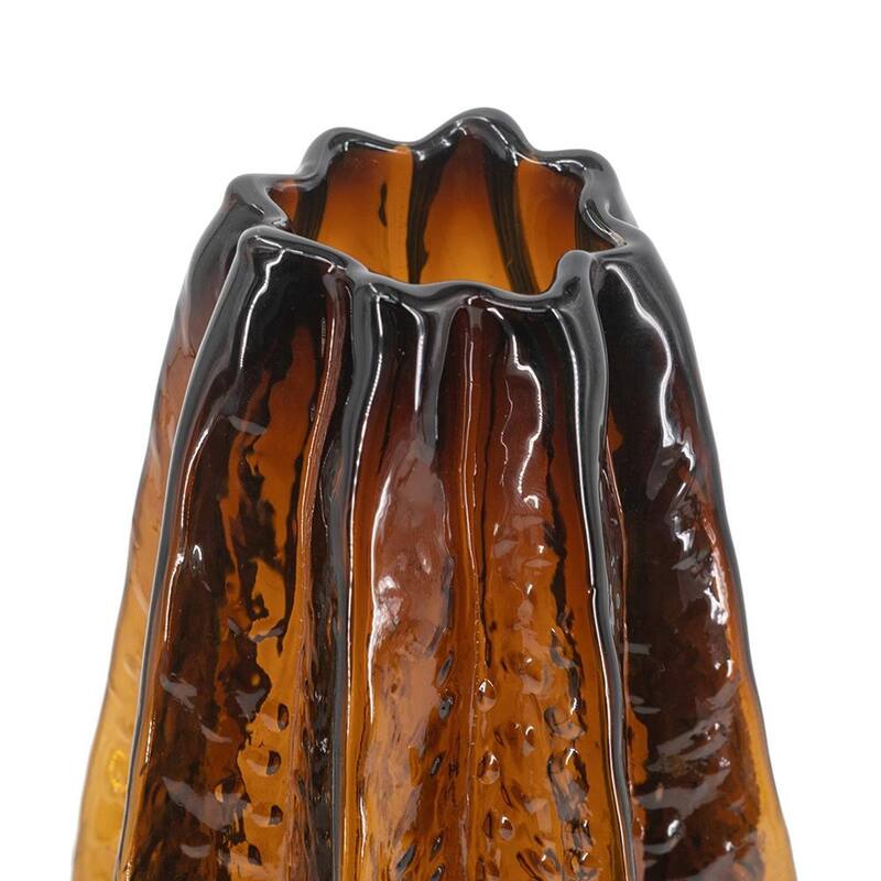 12" Burnt Umber Wavy Glass Table Vase - 5.10