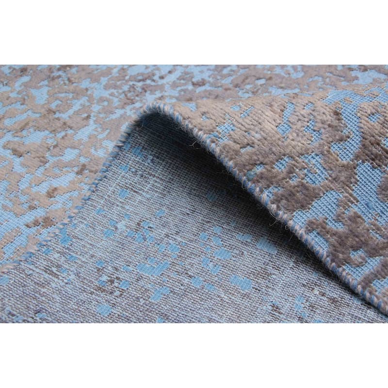 ECARPETGALLERY Hand-knotted Color Transition Sky Blue Wool Rug - 4'2 x 5'3