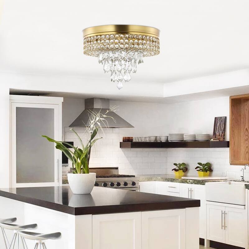 GetLedel 4-Light Tiered Crystal Flush Mount