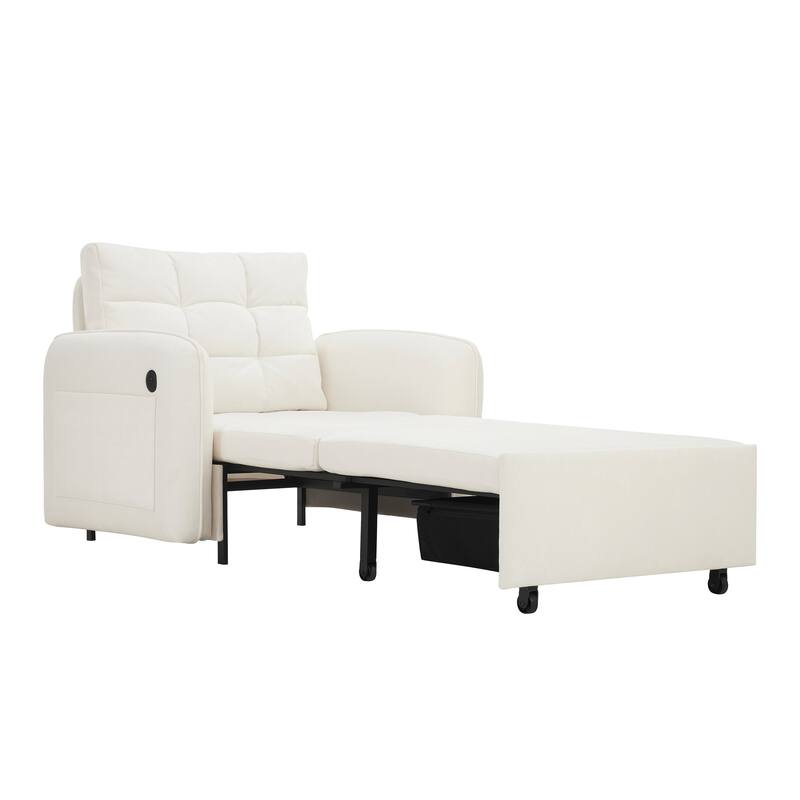 3-in-1 Multi-functional Tufted Chenille Lounge with Storage Space by Harper&Bright Designs