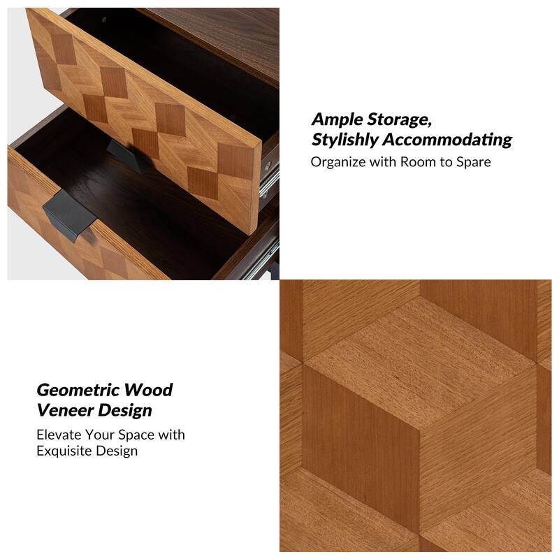 Apakah Modern 25"Tall 2-Drawer End Table with Charging Station and Adjustable Legs by HULALA HOME