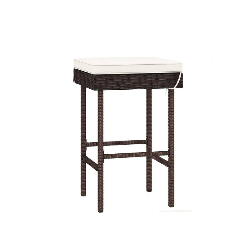 Gymax 2PCS Rattan Barstools Patio Wicker Bar Height Chairs w/ Footrest