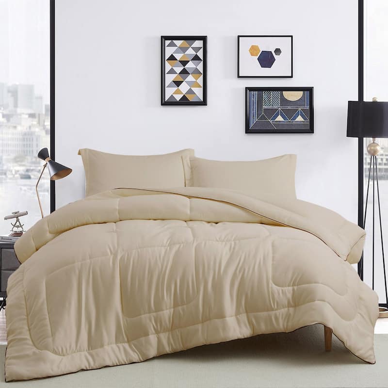 All Season Satin Down Alternative Comforter Set - Champagne - King