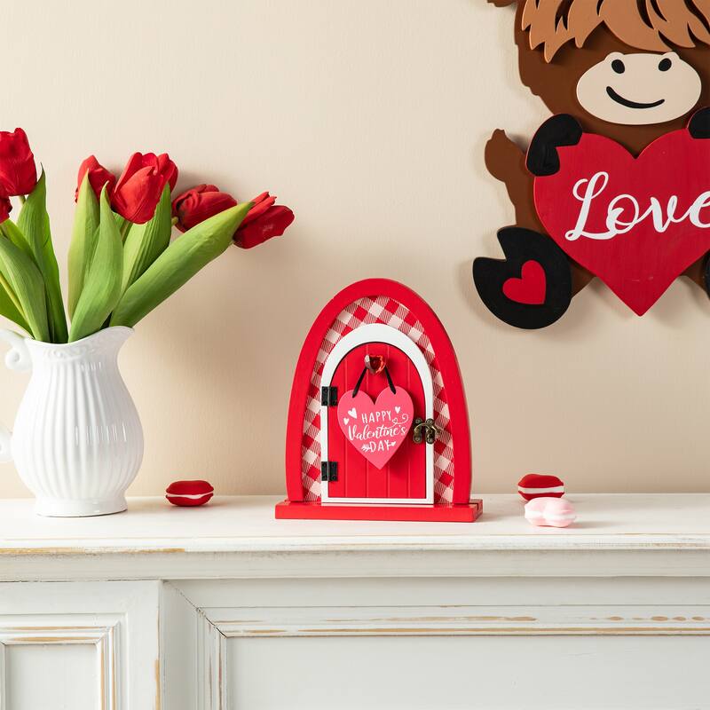 Glitzhome 8.5"H Valentine's Door-Shaped Photo Frame Table Decor