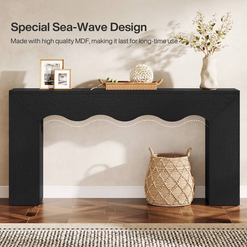 63” Farmhouse Console Table, Brown Entryway Table with Storage