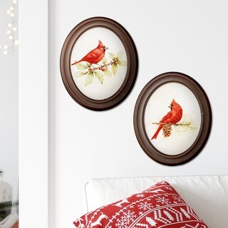 12" Framed Oval Vintage Cardinal Print Set of 2 - Multi - Bed Bath ...
