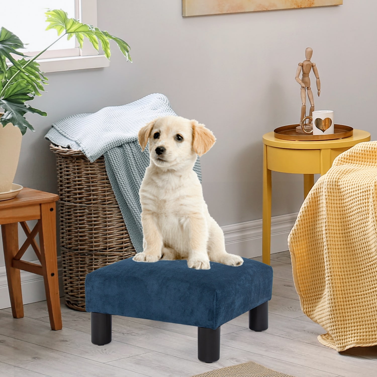 Adeco Ottoman Upholstered Fabric Footrest Pet Steps Dog Stair Stool Bed Bath Beyond 33962809