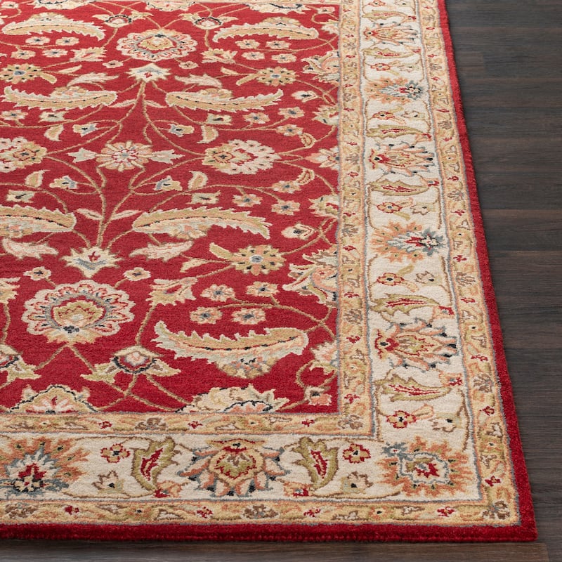 Hand-tufted Kaiser Red Wool Area Rug - 9'9" Round