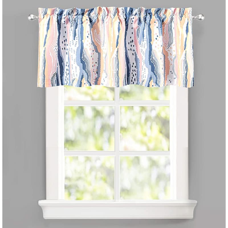 Porch & Den Nova Ink Blue Brush Stroke Pattern Blackout Valance