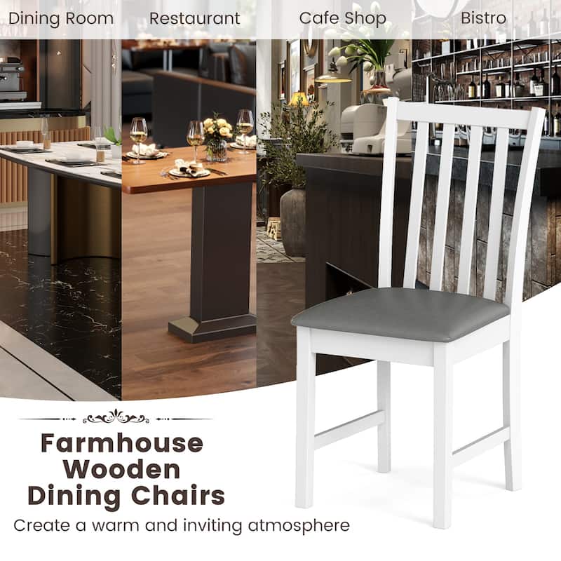 Gymax Wooden Dining Chair Set of 4 w/Rubber Wood Frame & Padded Seat &