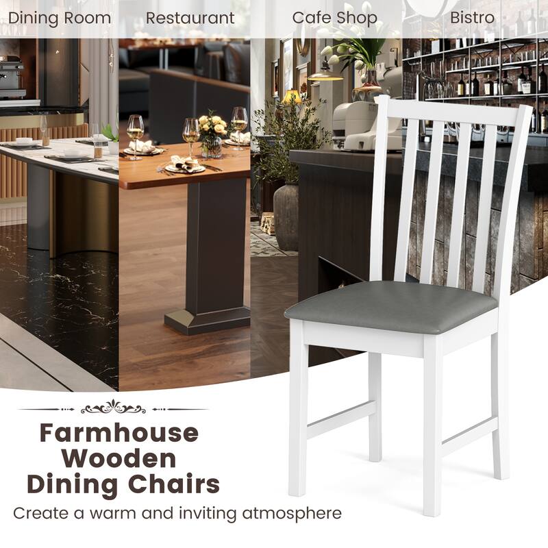 Set of 2 Upholstered Dining Chairs with PVC Leather Seats and Rubber Wood Legs Kitchen Chairs - 16" x 20" x 36"