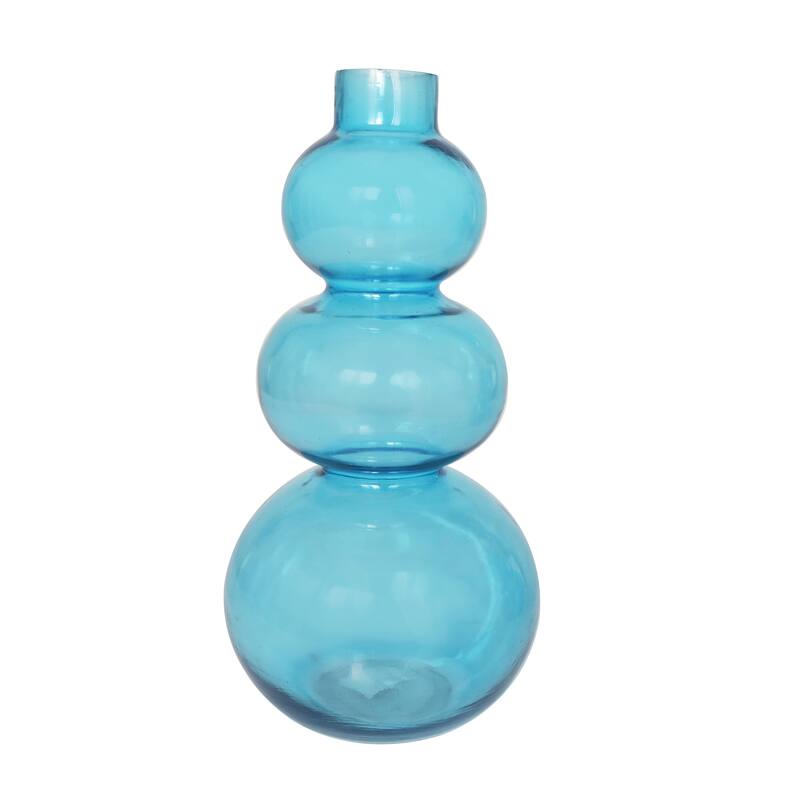 Blue Glass Bubble Decorative Vase with Various Sizes (Set of 2)