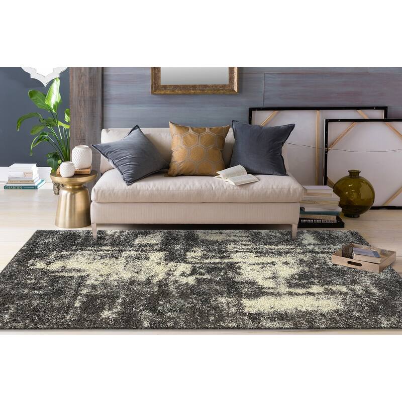 World Rug Gallery Modern Abstract Soft Plush Shag Area Rug